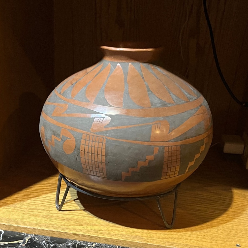 Artisan Clay and Gray Decorative Vase